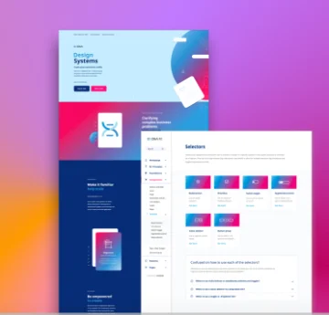Design System family: documentation site and component selectors