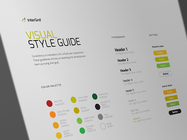 InterGrid visual style guide: colour palette, typography and buttons