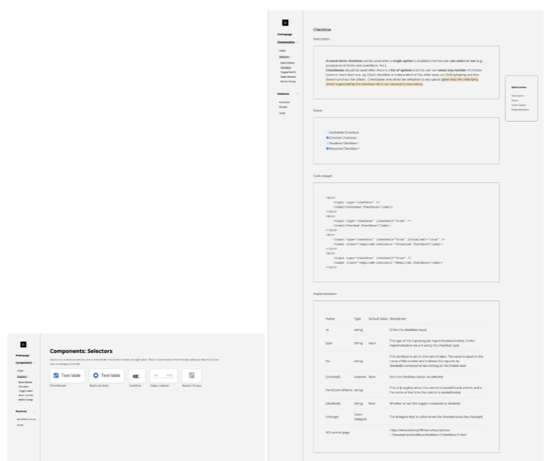 Design review annotations on component documentation pages
