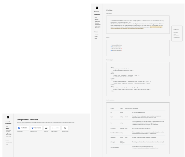Design review annotations on component documentation pages