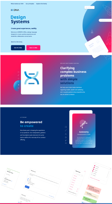 DNA design system landing page