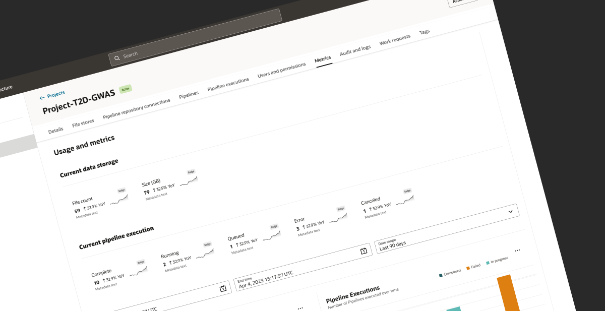 Project section, metrics tab