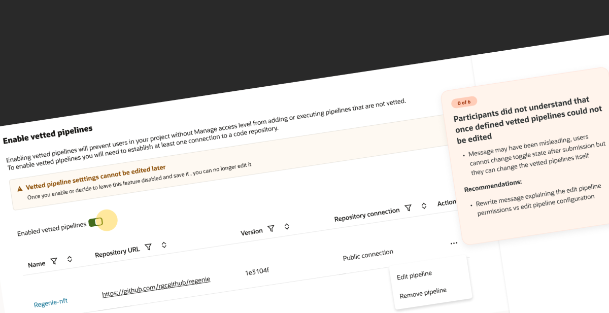 Key findings annotations per screen, projects region example