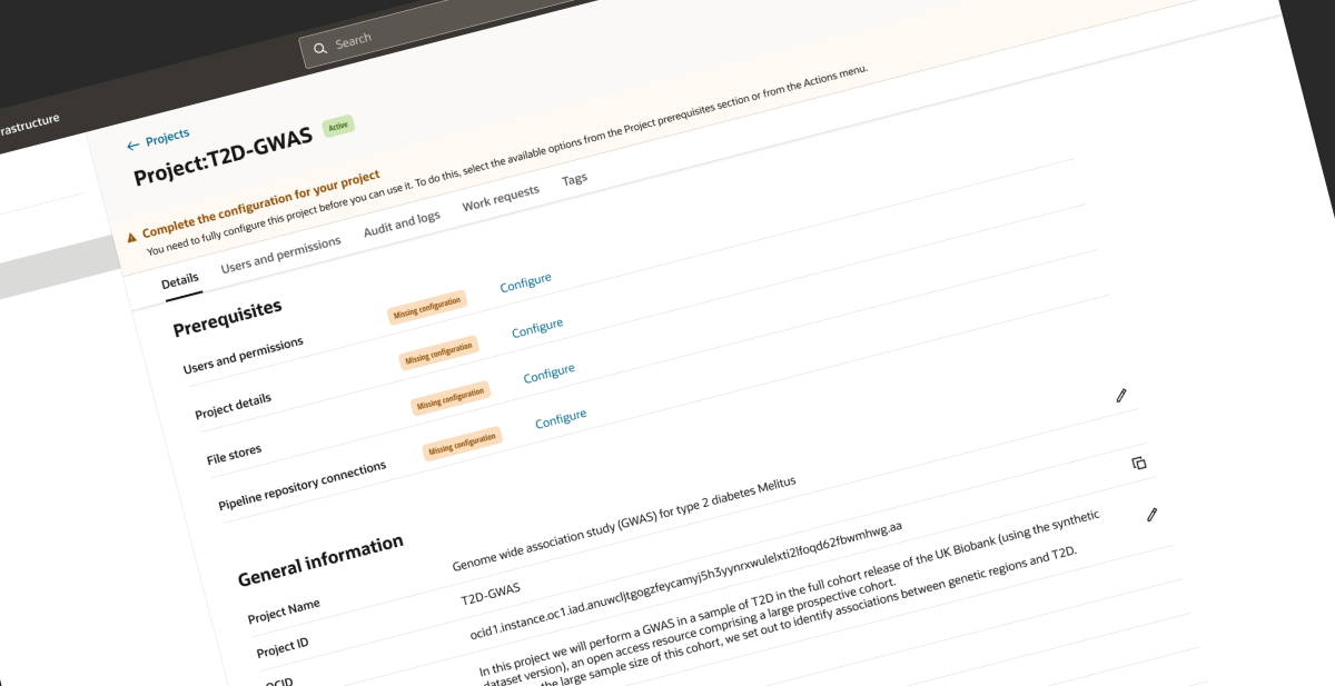 Project page, missing pre-requisites (project shell version)