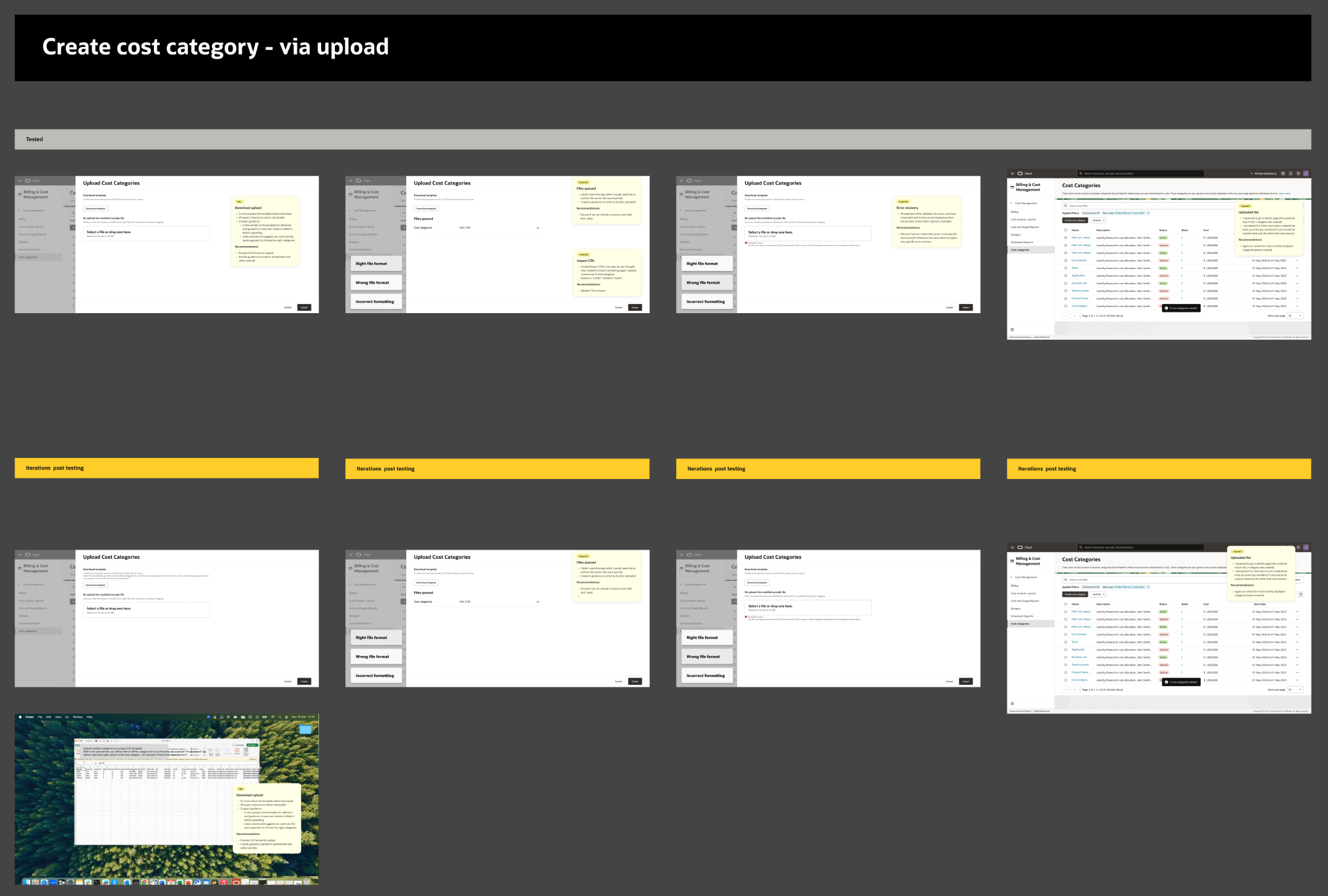 CSV upload creation iterations