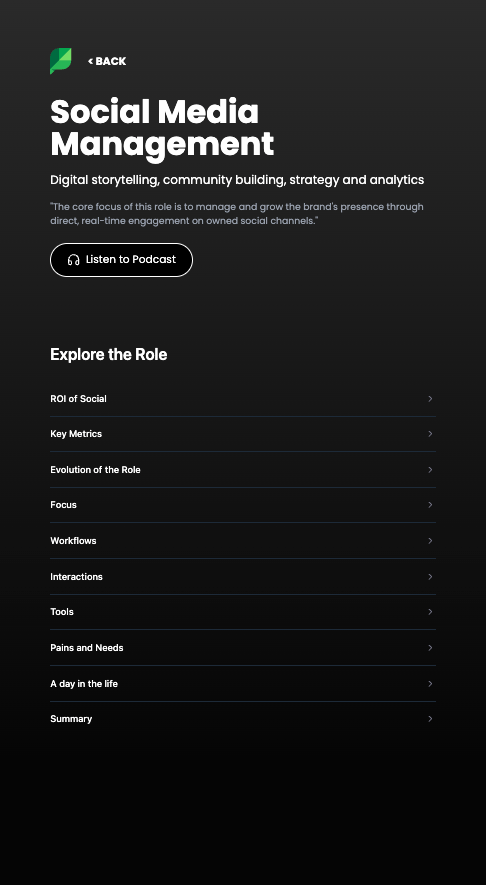 Social media management role page
